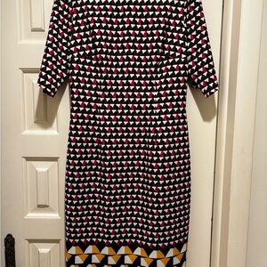 Hugo BOSS Dareika Quarter Sleeve Midi Dress - Navy, White, Pink, Brown, Yellow